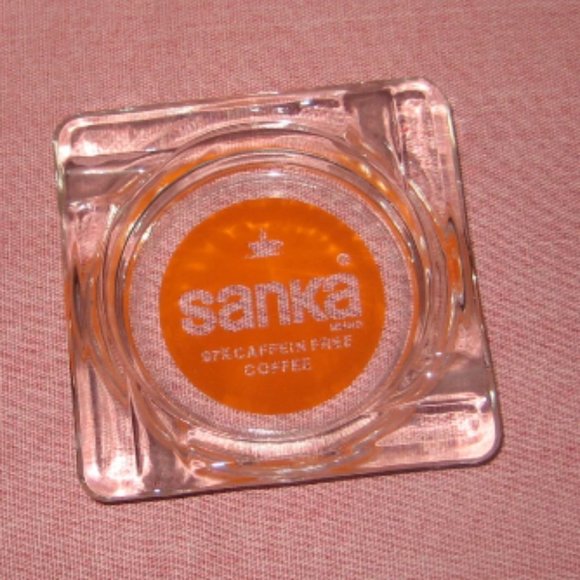Vintage  Sanka Coffee Clear Glass Ashtray - Picture 3 of 5